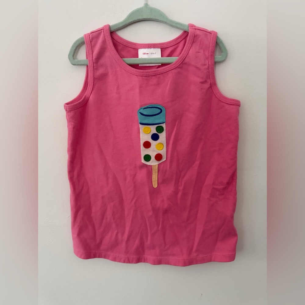 Hanna Andersson Pink Tank with Colorful Popsicle Patch
